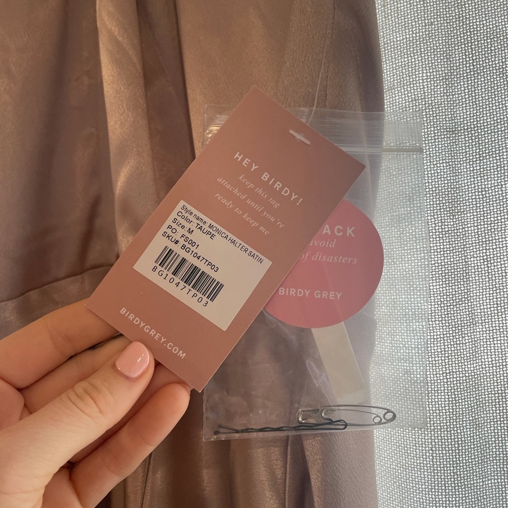 BIRDY GREY MONICA DRESS SATIN TAUPE MEDIUM